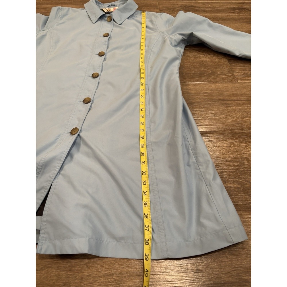 Lands End Women's Light‎ Blue Long Spring Coat Buttons Trench Size XL 18-20 - Picture 6 of 10